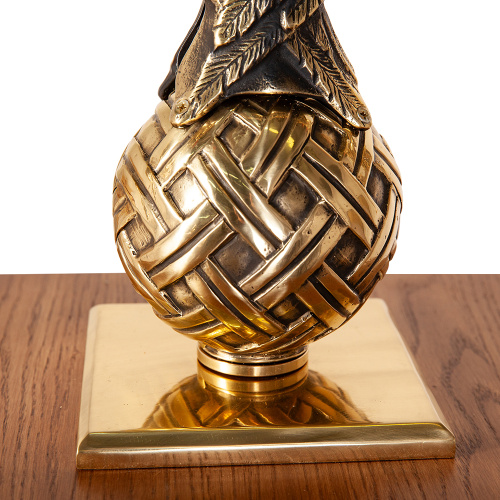 Семисвечник запрестольный латунный на деревянном основании, 87х180 см фото 7