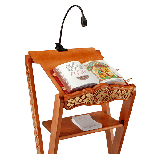 Аналой раскладной "Суздальский", цвет "кипарис" с золотом (поталь), с полкой фото 7