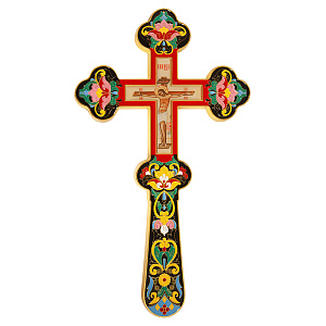 Крест напрестольный / требный, цинковый сплав, эмаль, 16,5х29 см (металл)