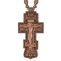 Крест наперсный деревянный резной, с цепью, 6,3х12,5 см