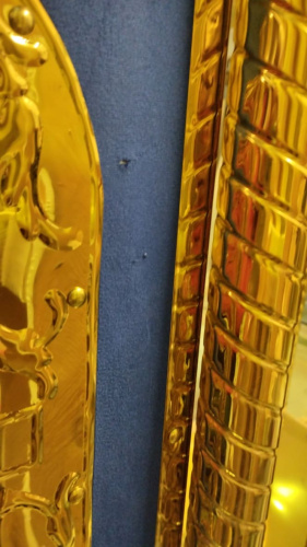 Подставка церковная "Синайская", чеканка, голубая ткань, 50х50х93 см, У-1027 фото 3
