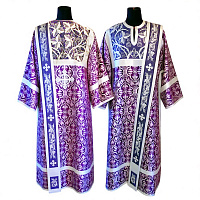 Облачение диаконское фиолетовое с вышивкой, шелк, отделка галун в цвет облачения с рисунком крест