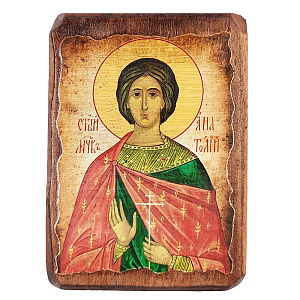 Икона мученика Анатолия Никейского, 6,5х9 см, под старину (береза)