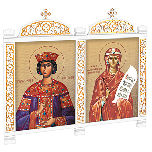 Киот настенный "Суздальский" белый с золотом (патина), два модуля (без рамки)
