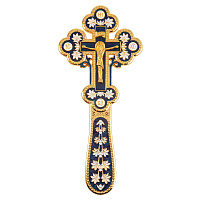 Крест требный, цинковый сплав, синяя и белая эмаль, 10х22,5 см, У-1338
