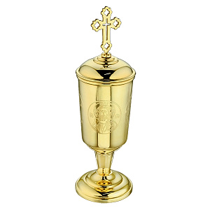 Чаша для елеопомазания серебряная, с гравировкой, в позолоте, высота 15 см (вес 121 г)