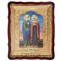 Икона большая храмовая праведных Иоакима и Анны, фигурная рама