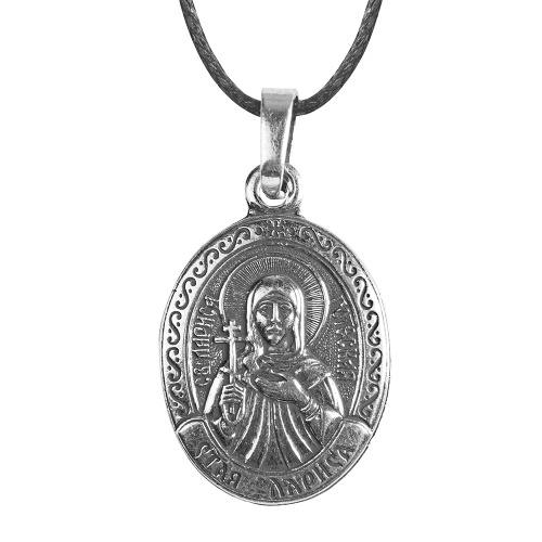 Образок мельхиоровый с ликом мученицы Ларисы Готфской, серебрение