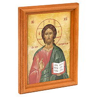 Икона Спасителя Господь Вседержитель в деревянной рамке, 12х1,5х17 см