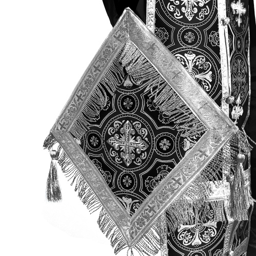 Иерейское облачение, шелк "Горненский", черное с серебром фото 4