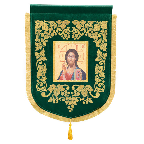 Хоругви малые вышитые зеленые, 45х65 см фото 4