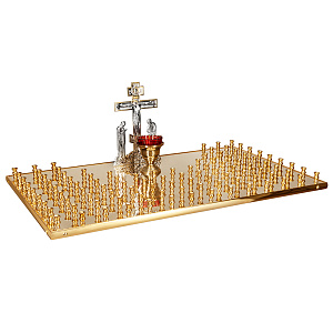 Крышка панихидного стола на 70 свечей с рельефной Голгофой, 70х50 см (нерж. сталь)
