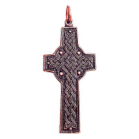 Крест нательный с четырехременной плетенкой, медь, 2,2х4,6 см