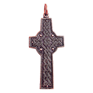 Крест нательный с четырехременной плетенкой, медь, 2,2х4,6 см (средний вес 5г)