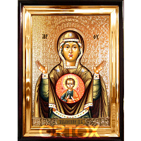 Икона большая храмовая Божией Матери "Знамение", прямая рама, 55х70 см, У-0148