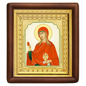 Икона равноапостольной Марии Магдалины, 18х20 см, деревянный киот (светлый киот)