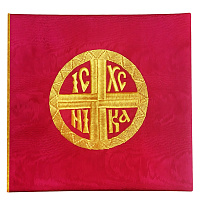 Илитон на престол красный с вышивкой "Ника", муар, 80х70 см