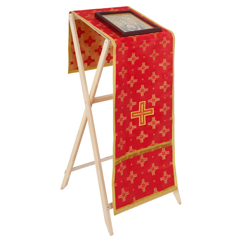 Накидка на аналой перекидная, шелк "Святительский", красная с золотом, 45,5х200 см фото 5