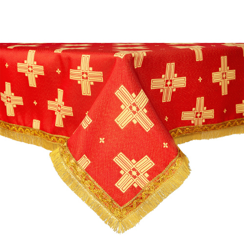 Пелена на престол, жаккардовая ткань "Святительская", красная с золотом, 140х140, средник 110х110 см фото 3