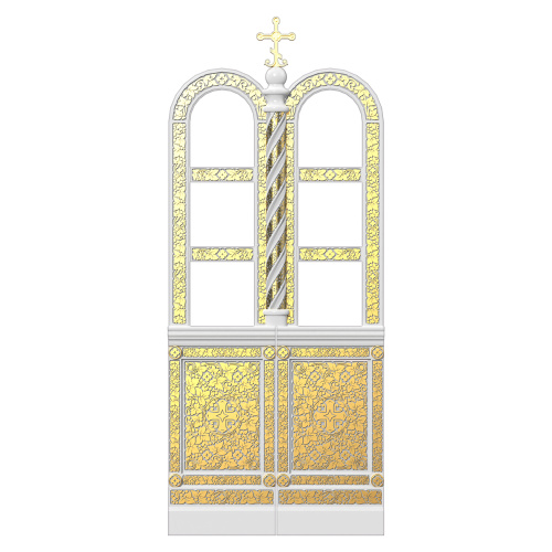 Царские врата для "Романовского" иконостаса белые с золотом (поталь), 100х240 см фото 2