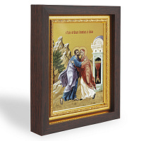 Икона Иоакима и Анны праведных, в узком багете, цвет "темный дуб", на холсте, с золочением 