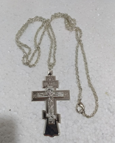 Крест наперсный с цепью, 6х11 см, никелирование, У-0671 фото 13