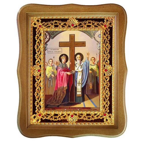 Икона Воздвижения Креста Господня, 22х27 см, фигурная багетная рамка