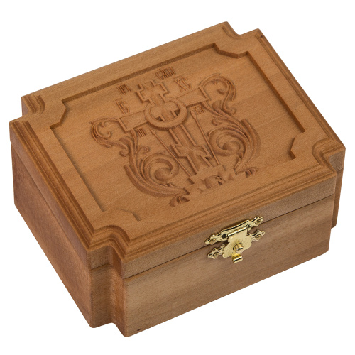 Крестильный ящик деревянный с наполнением, резной, 9х7,5 см фото 5