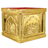 Облачение на престол "Золотые своды" с прямым основанием, чеканка, литье, высота 105 см