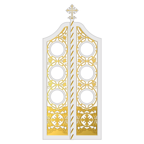 Царские врата для "Благовещенского" иконостаса белые с золотом (патина), 100х233х10 см фото 2