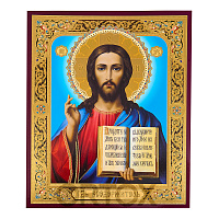 Икона Спасителя "Господь Вседержитель", 20х24 см, бумага, УФ-лак