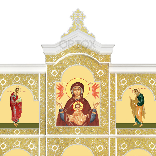 Иконостас "Суздальский" четырехъярусный белый с золотом (поталь), 608х637х25,4 см фото 9