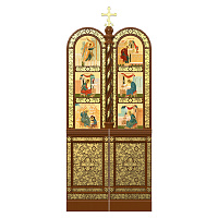 Царские врата для "Романовского" иконостаса, цвет "кипарис" с золотом (поталь), 100х240 см