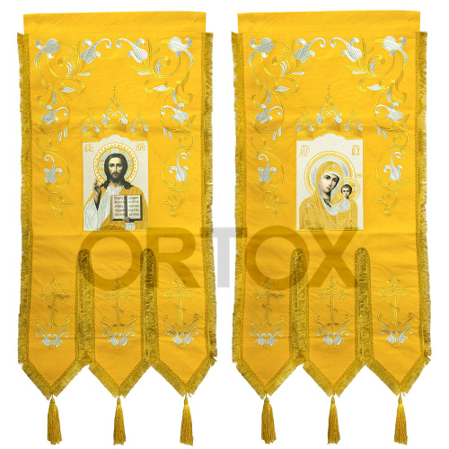 Хоругви вышитые желтые "Триединые", комплект, 65х130 см