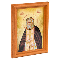 Икона преподобного Серафима Саровского в деревянной рамке, 12х1,5х17 см