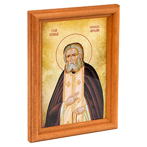 Икона преподобного Серафима Саровского в деревянной рамке, 12х1,5х17 см (стекло, картон)