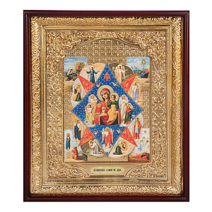 Икона большая храмовая Божией Матери "Неопалимая Купина", прямая рама (60х120 см)