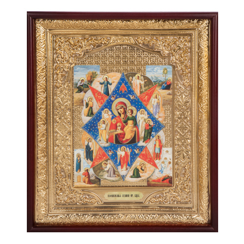Икона большая храмовая Божией Матери "Неопалимая Купина", прямая рама