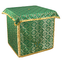 Облачение на престол зеленое, церковный шелк, 100х100х100 см