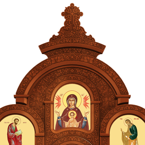 Иконостас деревянный резной "Владимирский" четырехъярусный, цвет "кипарис", 690х730х45 см фото 4 Иконостас деревянный резной "Владимирский" четырехъярусный, цвет "кипарис", 690х730х45 см фото 4