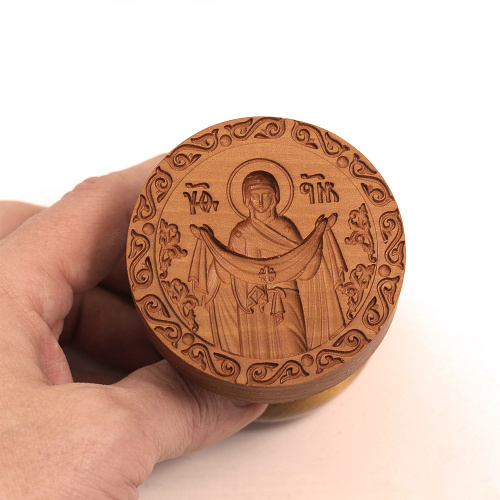 Печать для просфор с иконой "Покров Пресвятой Богородицы", деревянная фото 3