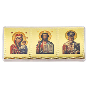 Икона в машину, триптих, пластик, 9х4 см (с ликами)