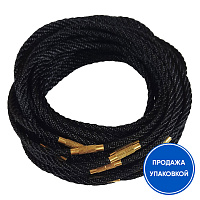 Гайтан греческий черный толстый (замок закрутка), 70 см (упаковка 10 шт.)