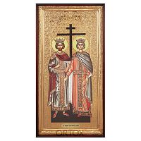 Икона большая храмовая равноапостольных Константина и Елены, прямая рама
