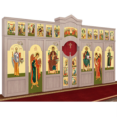 Иконостас "Самарский" двухъярусный, цвет "дуб честерфилд", 608х40х345 см