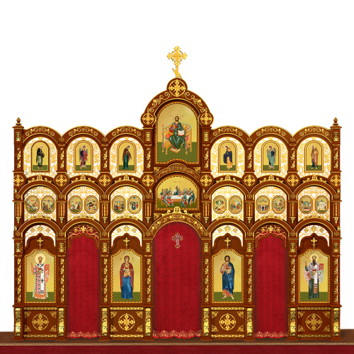 Иконостас "Благовещенский" трехъярусный, цвет "кипарис" с золотом, 664х598,5х28 см фото 4