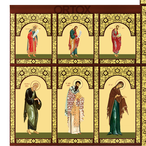 Иконостас "Суздальский" четырехъярусный, цвет "кипарис" с золотом (поталь), 608х637х25,4 см фото 7