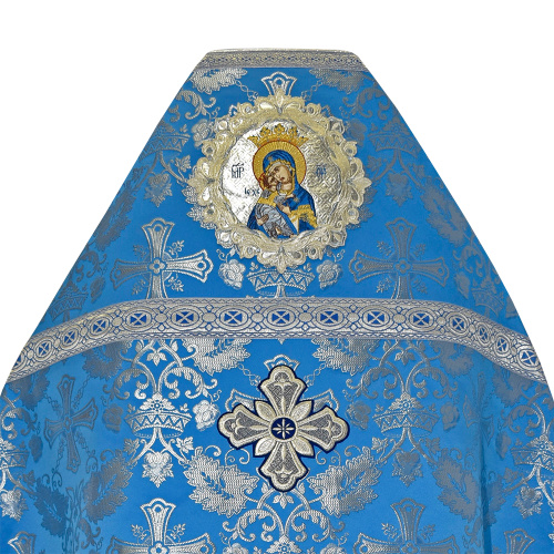 Иерейское облачение голубое с иконой Божией Матери "Волоколамская", парча фото 3