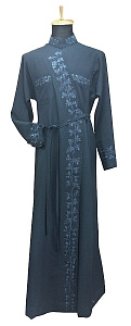 Подрясник греческий мужской черный с вышивкой, ткань костюмная (кулиска сзади)