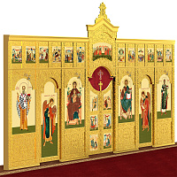 Иконостас "Суздальской" двухъярусный, позолоченный (краска), 428х260х8,8 см 